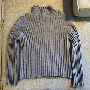 Women’s Grey / Light Blue Ribbed Sweater Turtle Neck